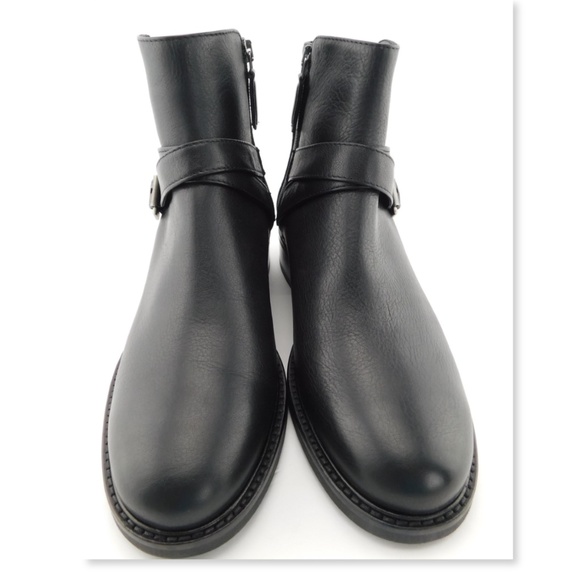 New AQUATALIA Black Leather Buckled Strap Weatherproof Bootie 7.5 - Picture 2 of 8